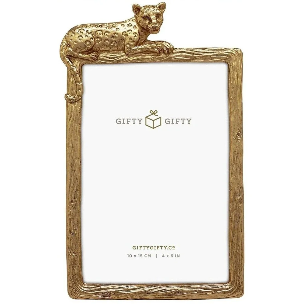 Gold toned Leopard Photo Frame / 4x6 in Vertical Display
